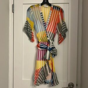 Tanya Taylor Brandy stripe wrap dress. Size 2.